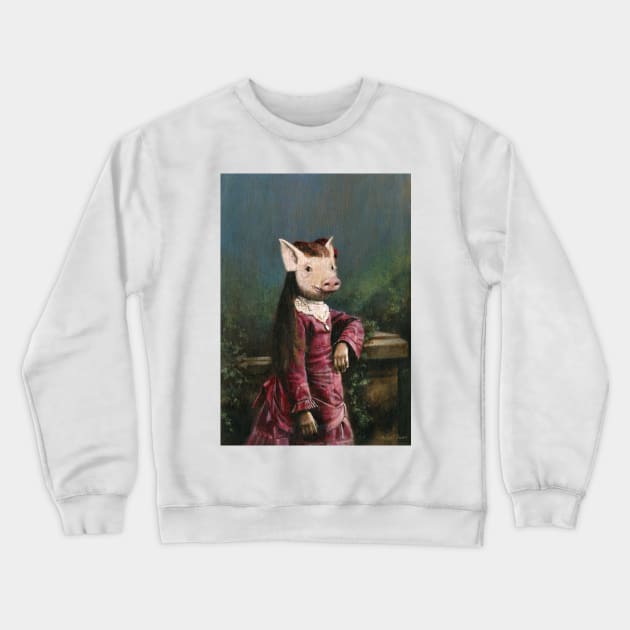 Victorian Piglet Girl Crewneck Sweatshirt by mictomart